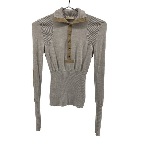 Ulla Johnson Ribbed Beige Drew Polo Sweater Size Small - Picture 2 of 6